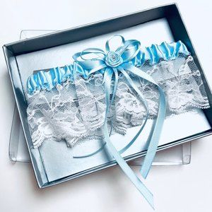 NIB Something Blue Crystal Rose Accent Lace Garter